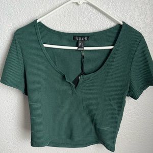Green Crop Top with slit in front.
